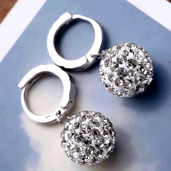 925 Stamped Silver Shambala Huggie Hoop Earrings - Picture 2 of 8